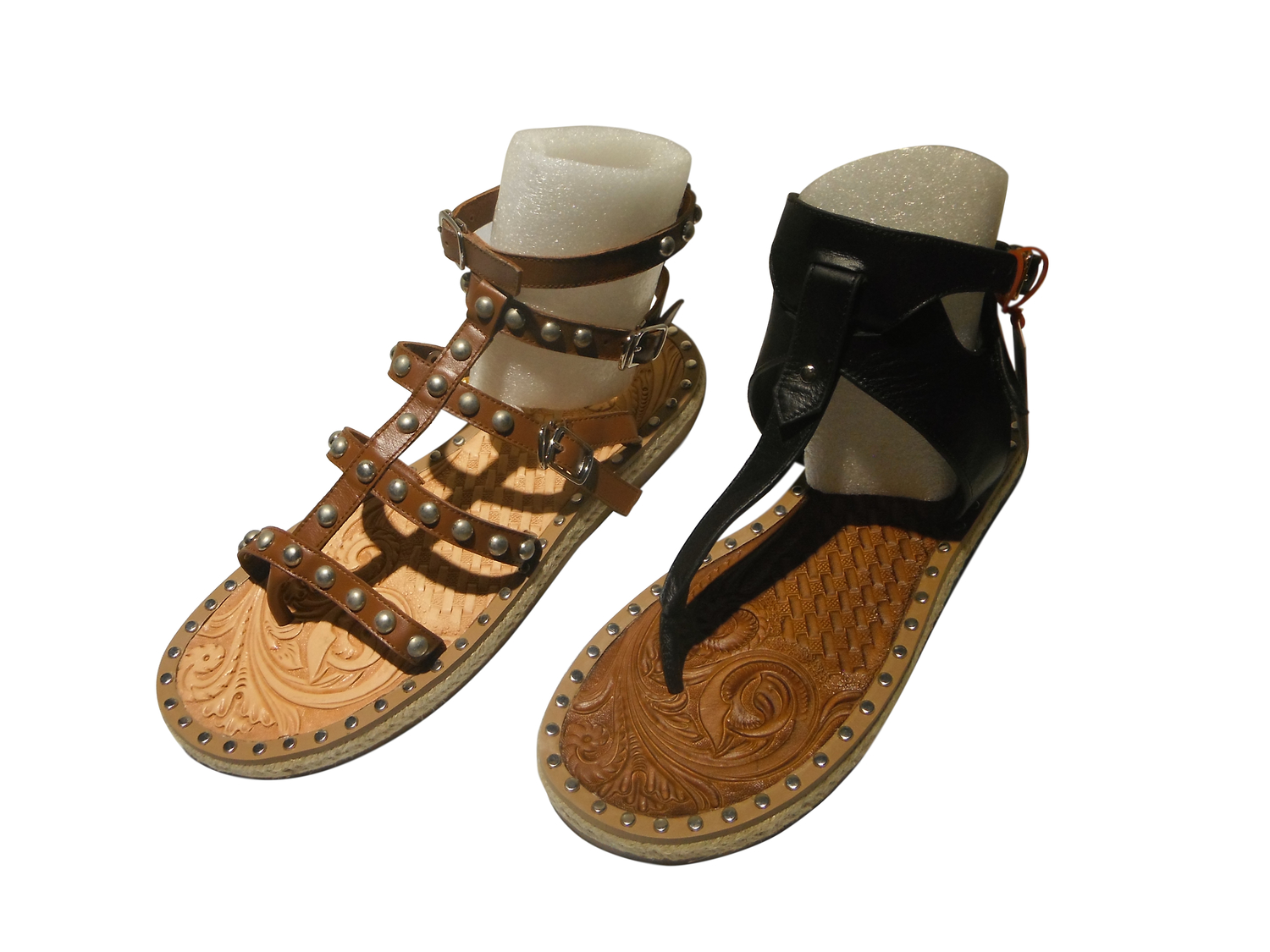 <p>Carved Leather Sandals</p>